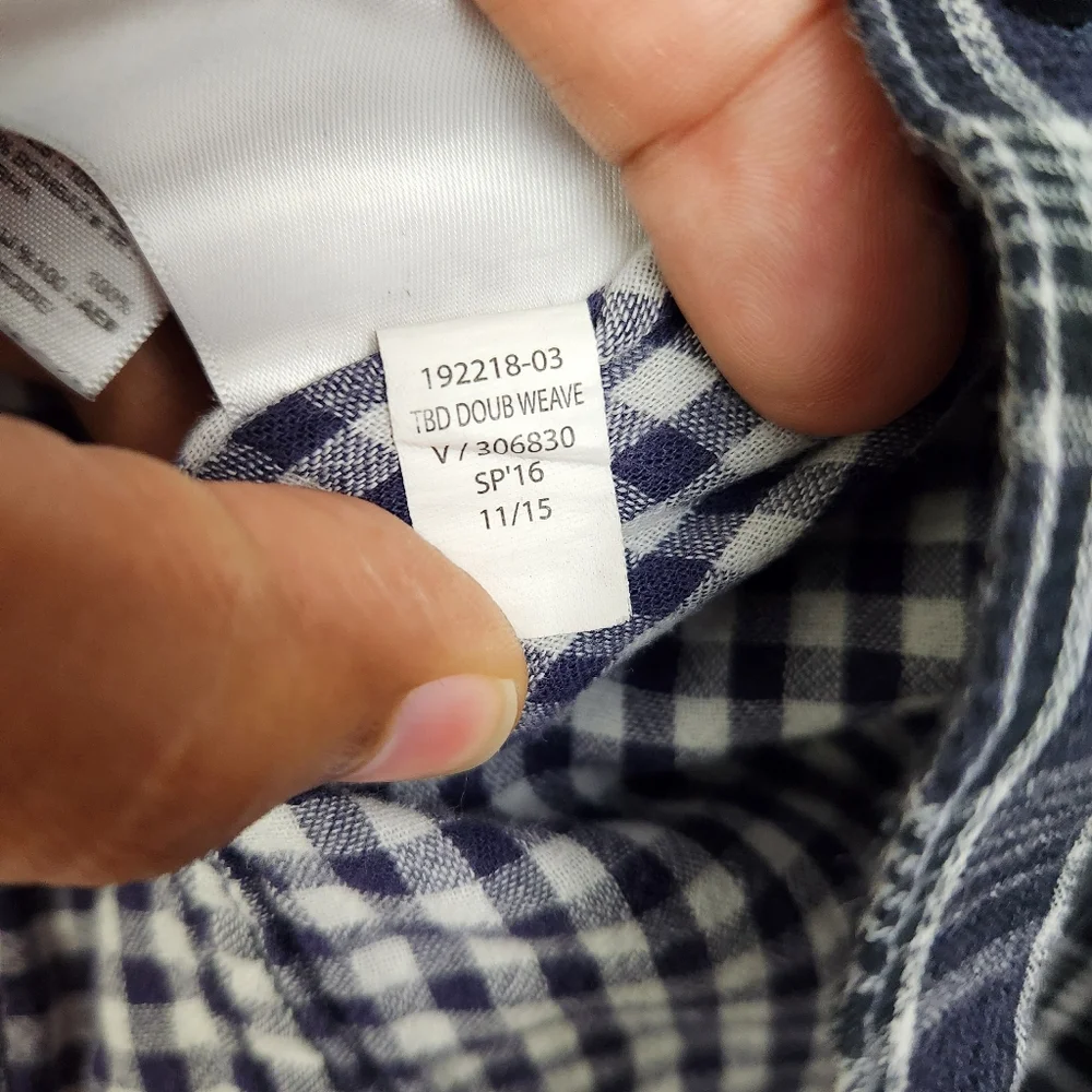Banana Republic Slim Fit Men XL Blue/White Madras Plaid Doub Weave Button Shirt